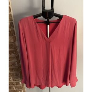 Ann Taylor Women's Dark Pink Long Sleeve Blouse Size XL
